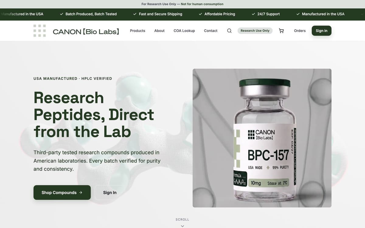 Canon Bio Labs storefront — live partner store on this platform