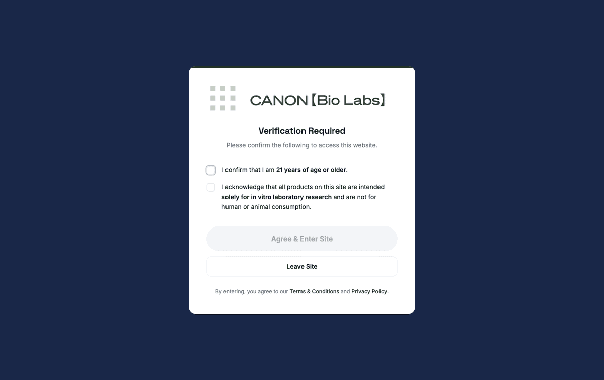 Canon Bio Labs storefront — live partner store on this platform
