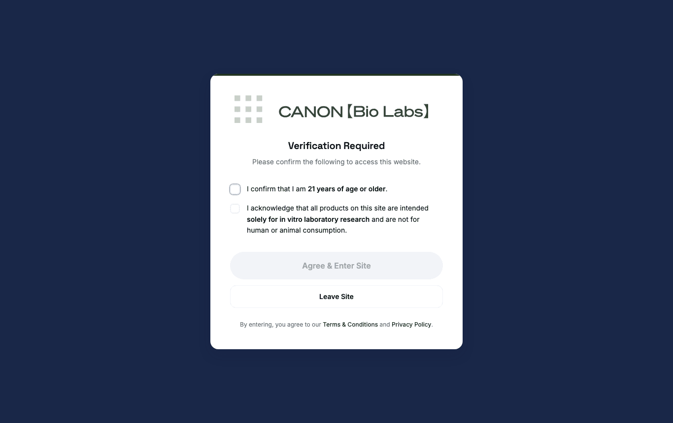Canon Bio Labs live storefront — partner store running on this platform